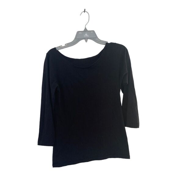 American Apparel black raw hem 3/4 sleeve top size L 100% cotton - Picture 1 of 6